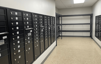 Indoor mailboxes in lobby
